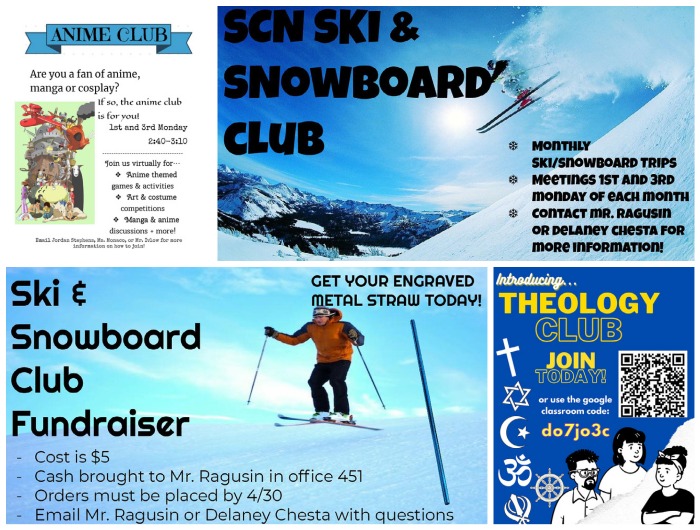 Since the beginning of second semester, North has introduced three new clubs: Anime Club, Ski and Snowboard Club and Theology Club.