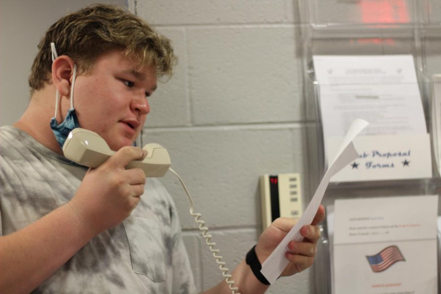 Ben Swanson reads the morning announcements.