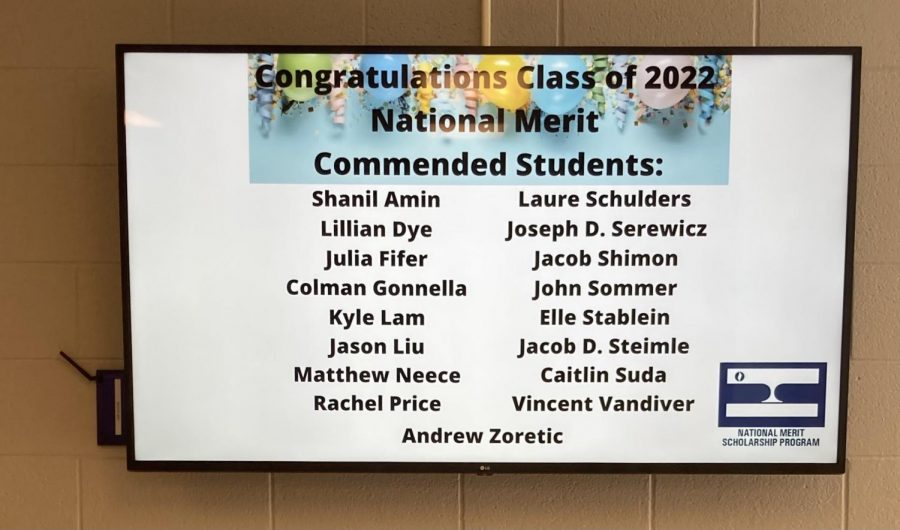 The TV in the link displays the 17 commended students for the NMSQT, a new record for North. 