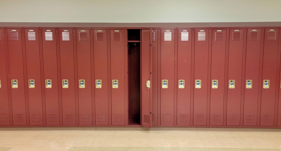 Rows of lockers sit empty and unused