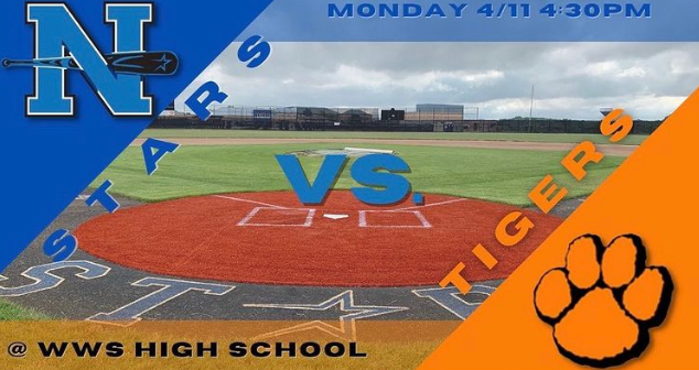 A graphic promotes a baseball game against Wheaton Warrenville