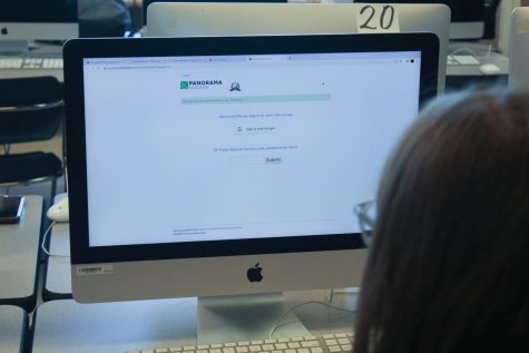Grace Hartman, Junior, takes the Panorama survey.