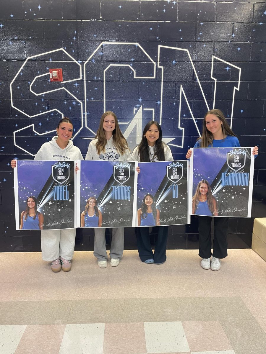 Seniors Maddie Zubel and Shannon Lu, sophomore Danielle Dejanovich and junior Reese Thomas