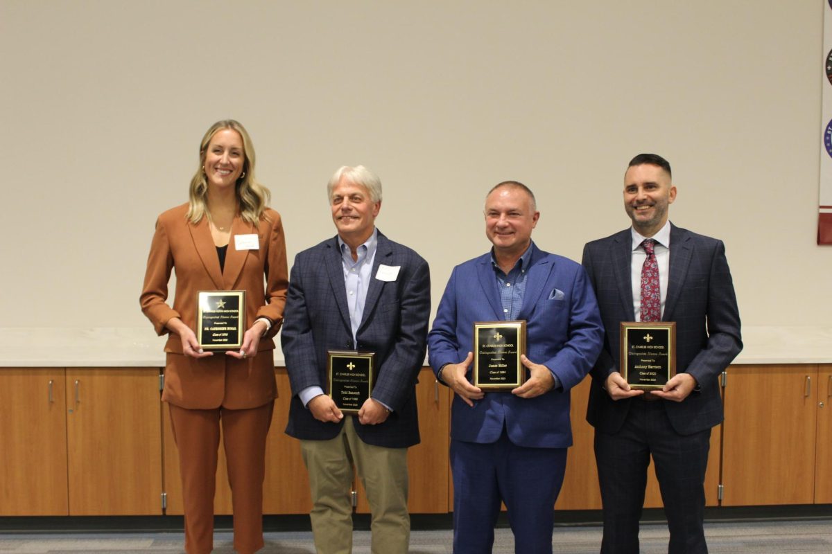 Dr. Catherine Nosal, Todd Bancroft, James J. Miller and Anthony Harrison at the Nov. 13 recognition ceremony. 