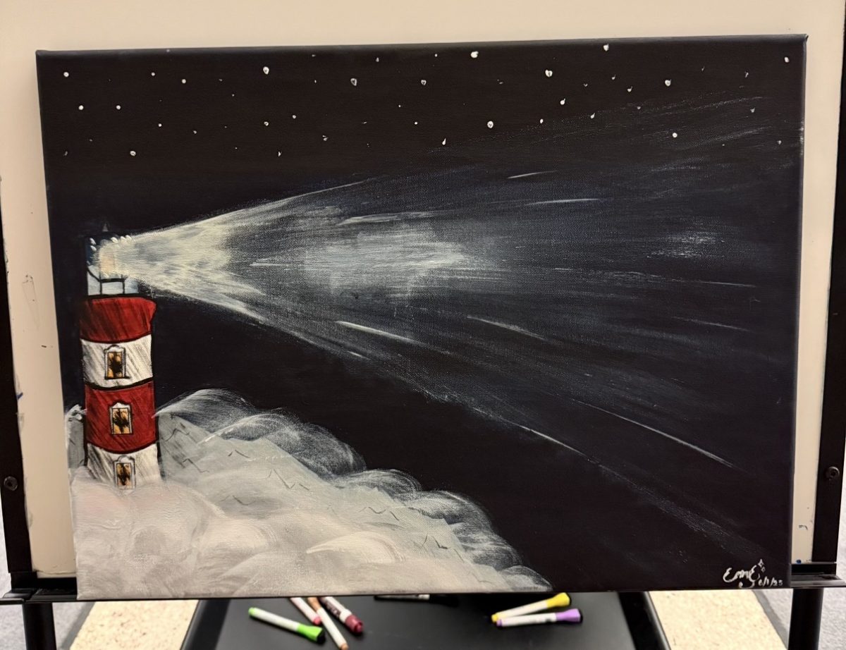Freshman Emmy Elliott's painting was created using acrylic paint and markers.