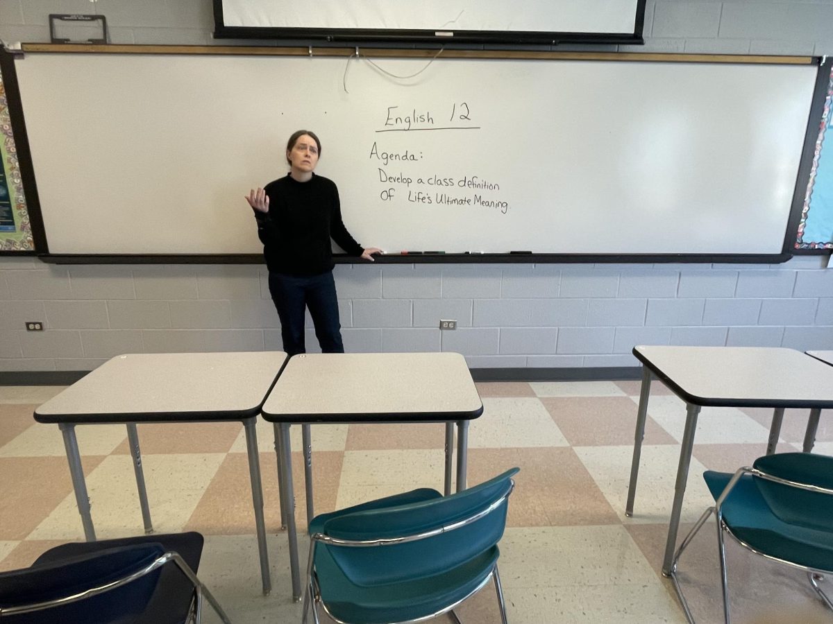 Senior English teacher, Jennifer Shoaf, questions the whereabouts of students.