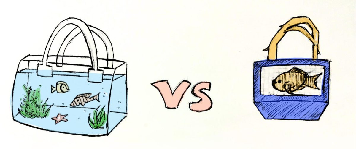 AI advertisements often promote impossible products, such as a bag that looks exactly like a fishtank, when in reality, the product is low quality and nothing like the advertisement.