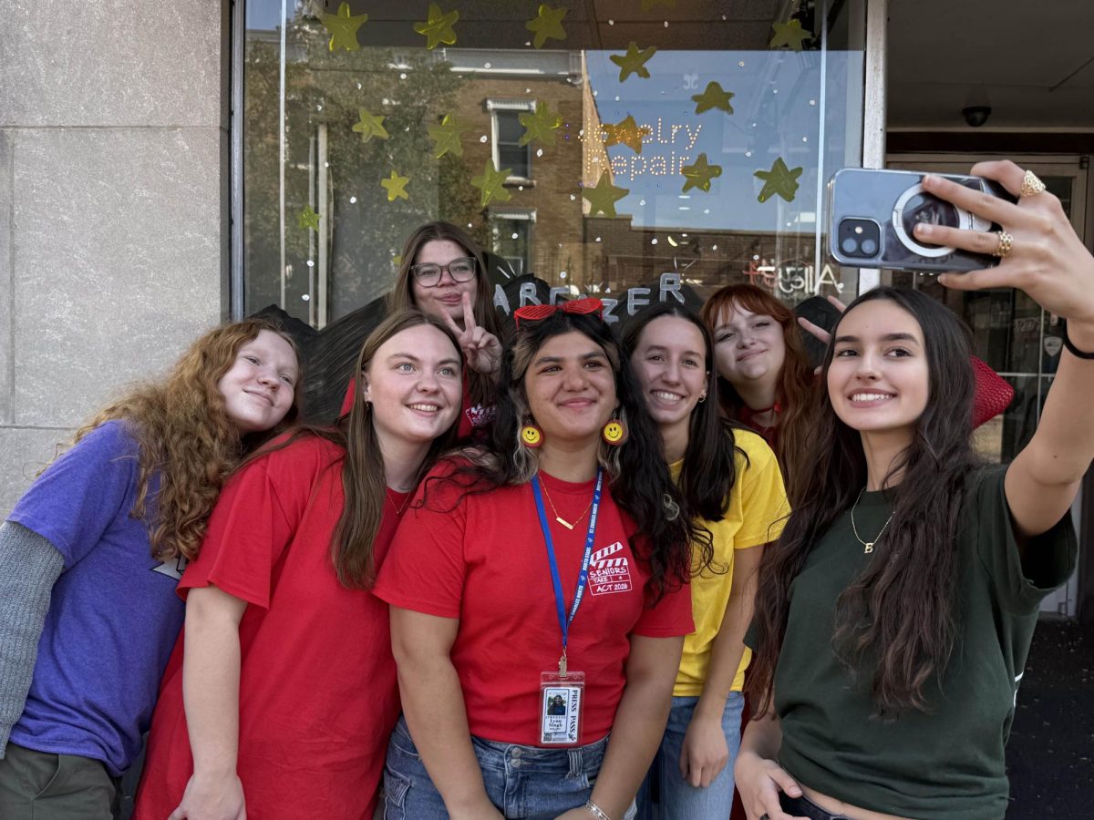Stargazer staff after window painting during homecoming week 2025.
